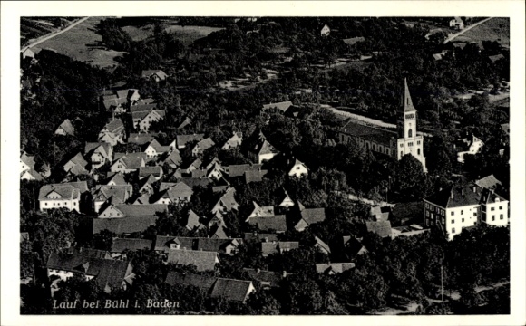Postcard Lauf near Bühl in Baden, aerial photograph of the town and surroundings
