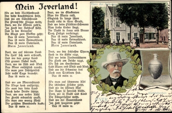 Postcard Jever in Friesland, Otto von Bismarck, Duke of Lauenburg, Federal Chancellor, lapwing cup