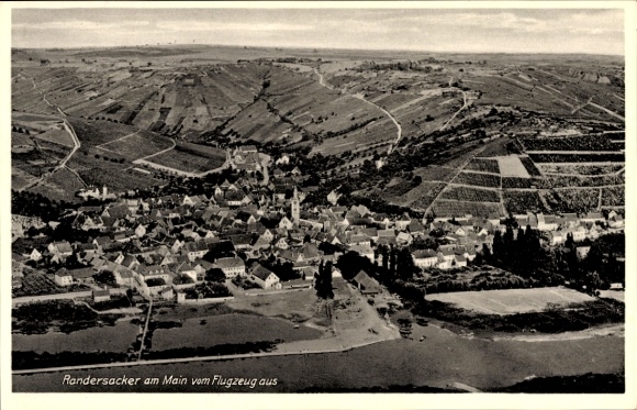 Postcard Randersacker am Main Lower Franconia, aerial photograph