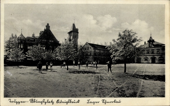 Postcard Königsbrück in Upper Lusatia, military training area, sports field, Schmorkau camp