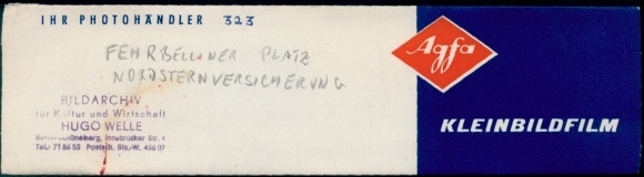 Contact print photos Berlin Wilmersdorf, Fehrbelliner Platz, Nordstern Insurance, 6 photos approx. 4x2cm
