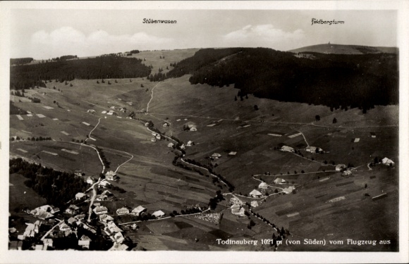 Postcard Todtnau in the Black Forest, aerial photograph, Todnauberg, Stübenwasen, Feldbergturm