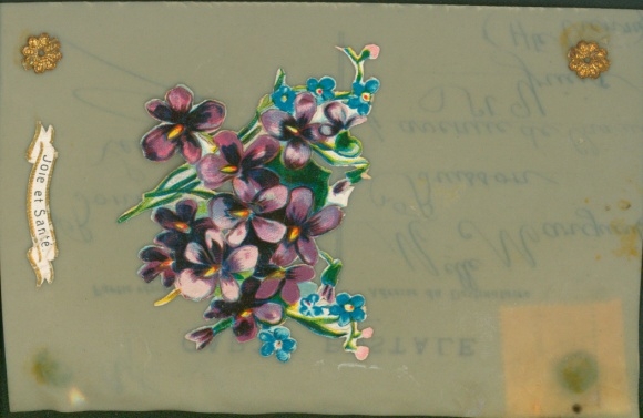 Celluloid Postcard Kitsch, Bouquet, Violet