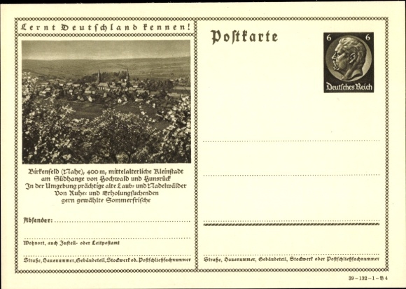 Postal stationery PC Birkenfeld an der Nahe, panorama