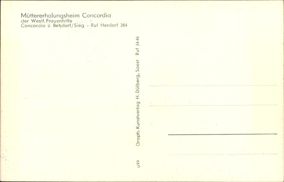 Postcard Herdorf im Siegerland, Concordia convalescent home for mothers
