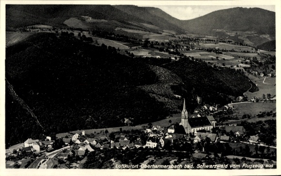 Ak Oberharmersbach im Schwarzwald Baden, Fliegeraufnahme