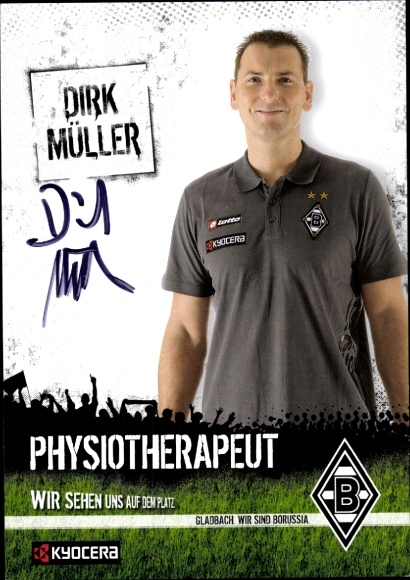 Autogrammkarte Physiotherapeut Dirk Müller, Borussia Mönchengladbach, Autogramm