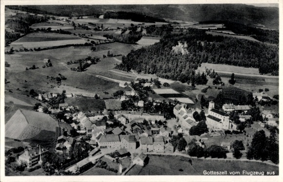 Postcard Gotteszell in Lower Bavaria, aerial photograph