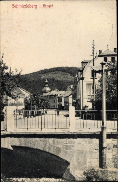 Postcard Schmiedeberg Dippoldiswalde in the Ore Mountains, partial view of the village