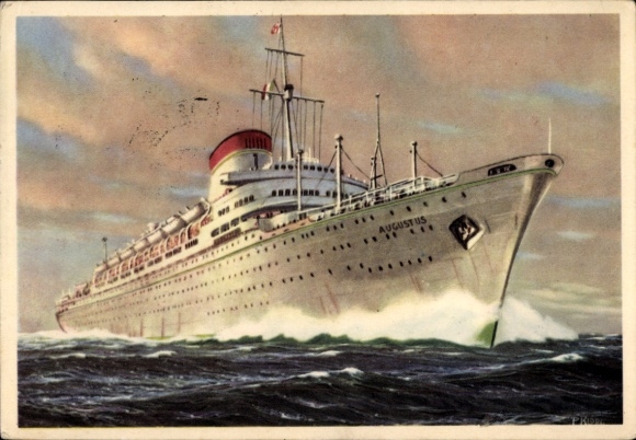 Ansichtkaart Motonave Augustus, passagiersstoomboot Italia Società di Navigazione