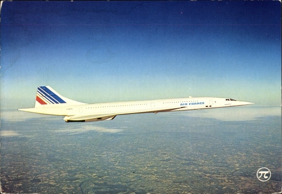 Postcard French passenger plane, supersonic Concorde, Air France