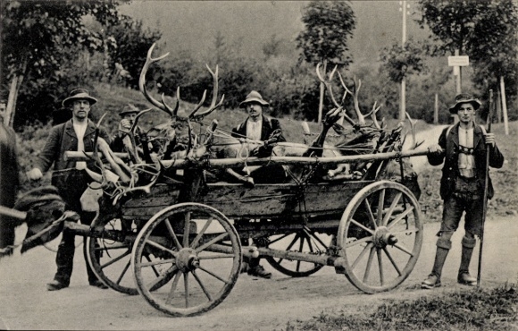 Postcard Prince Regent Luitpold in the Allgäu hunts, hunted animals