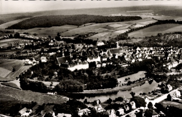 Postcard Donauwörth in Swabia Bavaria, aerial photograph