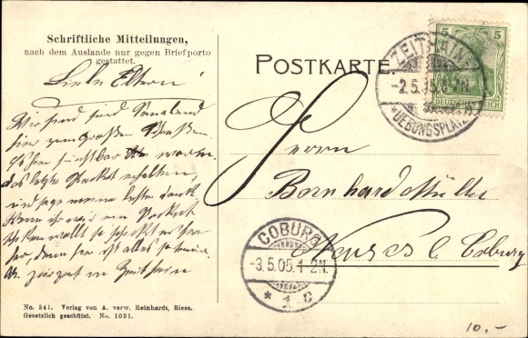 Postcard Zeithain in Sachsen, military training area, officer mess, commander’s office, king Albert Straße