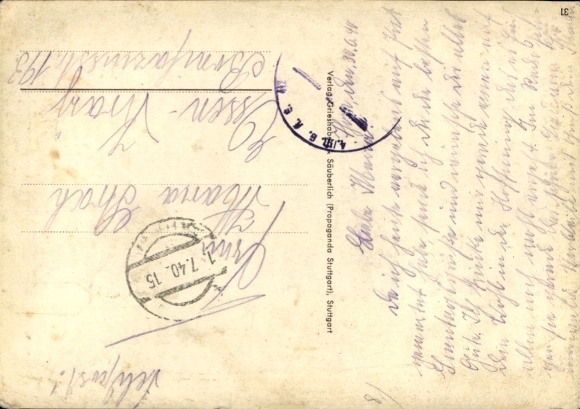 Passepartout Postcard Soldiers Love, Poem Darling, when I am sad
