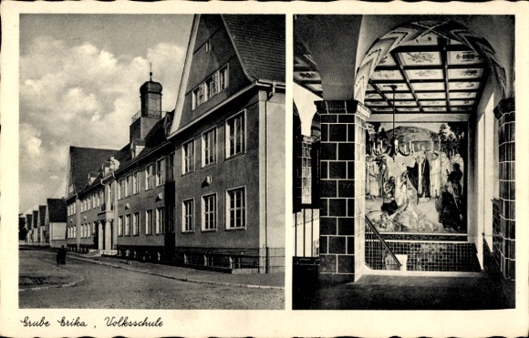 Ak Laubusch Lauta in der Oberlausitz, Grube Erika, Volksschule