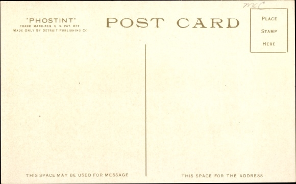 Postcard river steamer, cargo ship, Detroit River, US Marine Postal Service