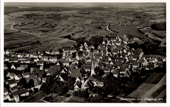 Postcard Gechingen in the Black Forest, aerial photograph
