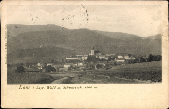 Ak Lam im Bayerischen Wald Oberpfalz, Landschaft mit Bergen, Ort  bayrischer Wald, Schwarzeck, 12