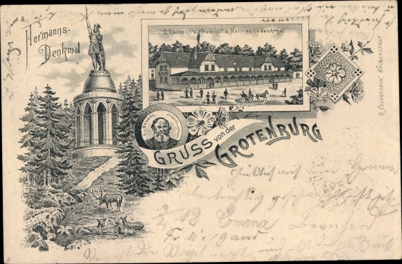litho Detmold in Noordrijn-Westfalen, Grotenburg, Hermann-monument, herberg