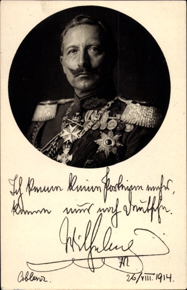 Postal stationery PC Kaiser Wilhelm II, I don&#39;t know any parties anymore, quote 1914