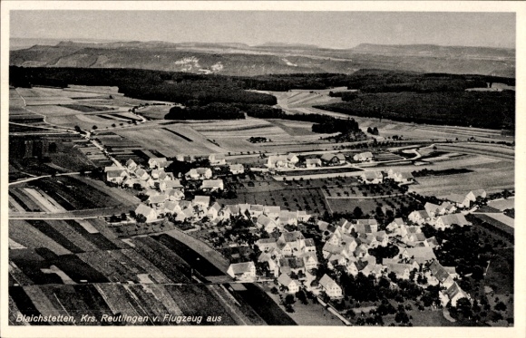Postcard Bleichstetten St. Johann in Württemberg, aerial photograph