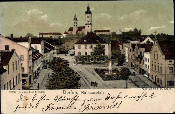 Postcard Dorfen in Upper Bavaria, Rathausplatz