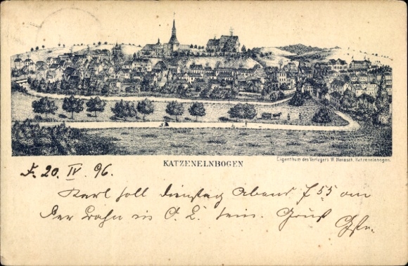 Postcard Katzenelnbogen in the Taunus, total view
