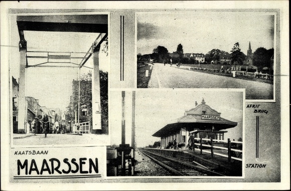 Postcard Maarssen Utrecht, Handball court, Station, Bridge