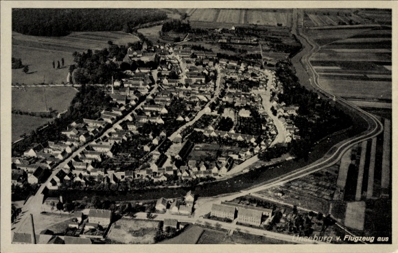 Postcard Unseburg an der Bode Salzlandkreis, aerial photograph