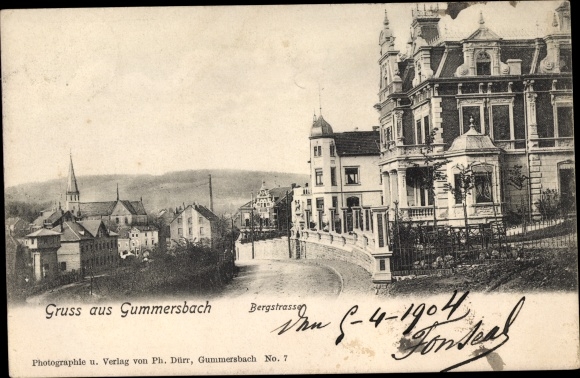 Postcard Gummersbach in the Oberberg district, Bergstrasse