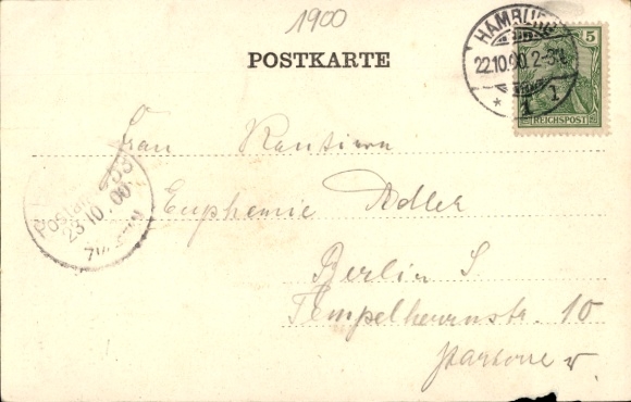 PC Hamburg Mitte Neustadt, Dammtor, Niedernstraße, street view, 1900, PC, greetings