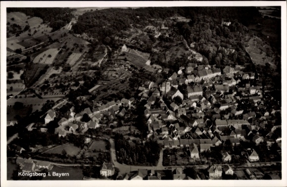 Postcard Königsberg in Bavaria Lower Franconia, aerial photograph