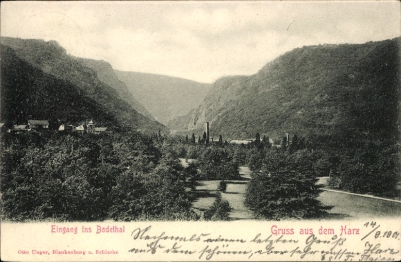 Ak Thale im Harz, Eingang ins Bodetal