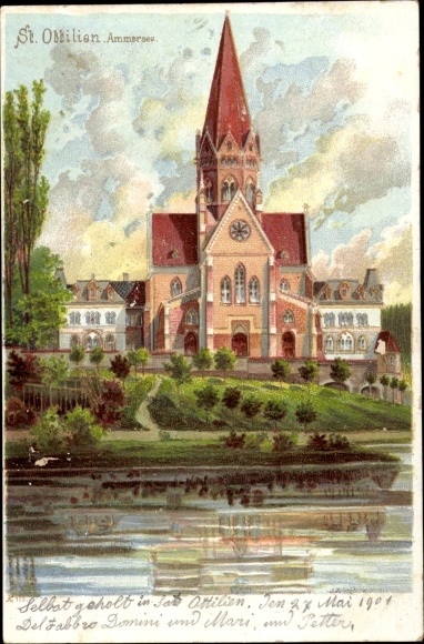 Chromo-Litho Sankt Ottilien Eresing in Upper Bavaria, Archabbey of Sankt Ottilien