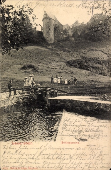 Ak Lauenstein Ludwigsstadt in Opper-Franken, kasteelruïnes van Lauenstein