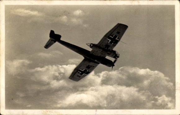 Postcard German military aircraft, Blohm & Voss BV 141 B, Luftwaffe