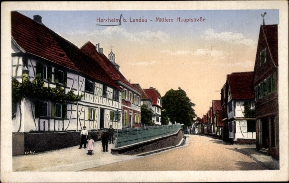Postcard Herxheim near Landau in der Pfalz, Mittlere Hauptstrasse