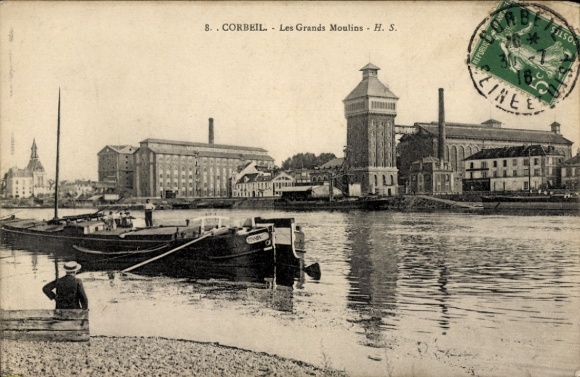Ak Corbeil Essonne, Grands Moulins