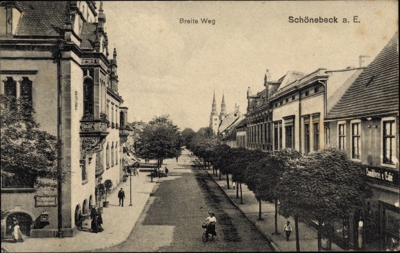 Postcard Schönebeck on the Elbe, Breite Weg, pastry shop