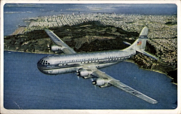 Postcard American passenger aircraft, Pan Am