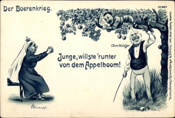Chromo-Litho The Boer War, Ohm Krüger, Cecil Rhodes, Queen Victoria, Boer War