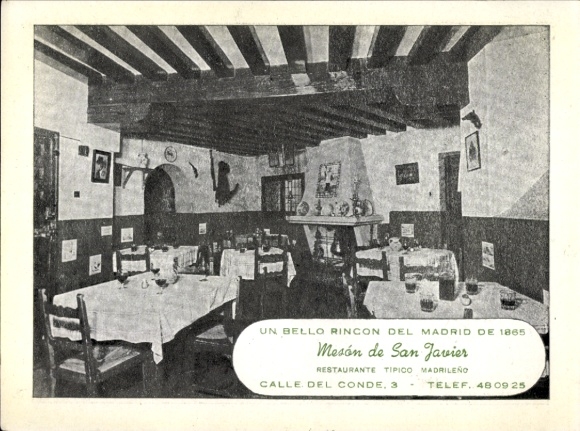 Postcard San Javier Murcia city Spain, view into the cafe, street map on the back