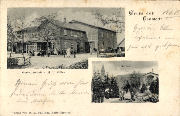 Ak Henstedt Ulzburg in Schleswig Holstein, Gastwirtschaft v. H. H. Gülck, Garten, ländliche Szene