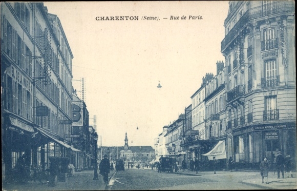 Ak Charenton le Pont Val de Marne, Straße, Gebäude, Pferdefuhrwerke, Menschen
