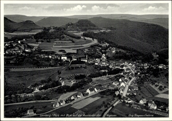 Postcard Lemberg in the Palatinate, aerial photograph, foothills of the Vosges