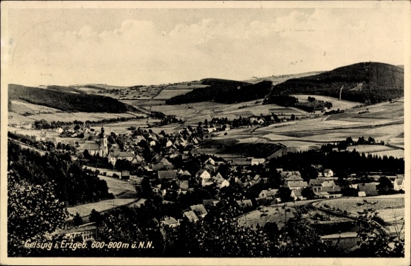 Postcard Geising Erzgebirge, general view of the town, residential buildings