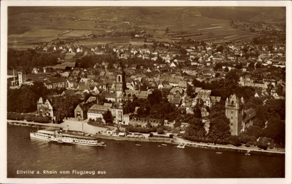 Postcard Eltville am Rhein Hesse, aerial photograph