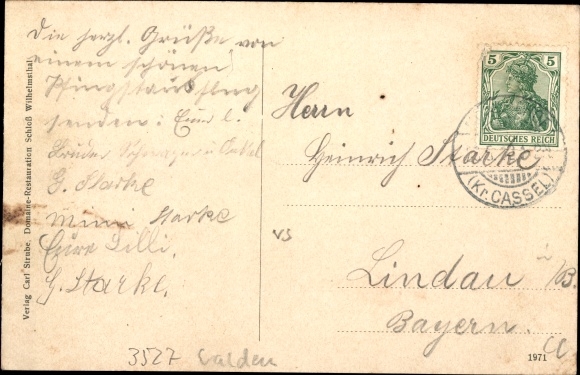 Postcard Calden in Hesse, Wilhelmsthal Castle