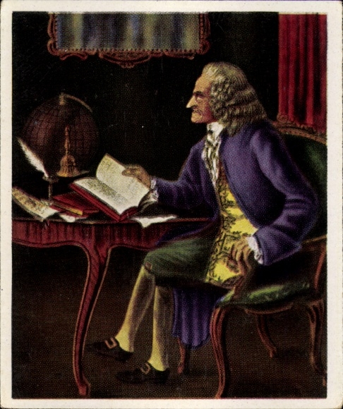 Collector's picture The Greats of World History Group 4 No. 85, Voltaire, painting by Carmontel